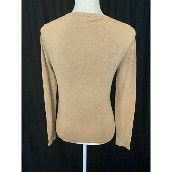 Malika Solid Beige Long Sleeve Cardigan Sweater - Picture 4 of 6